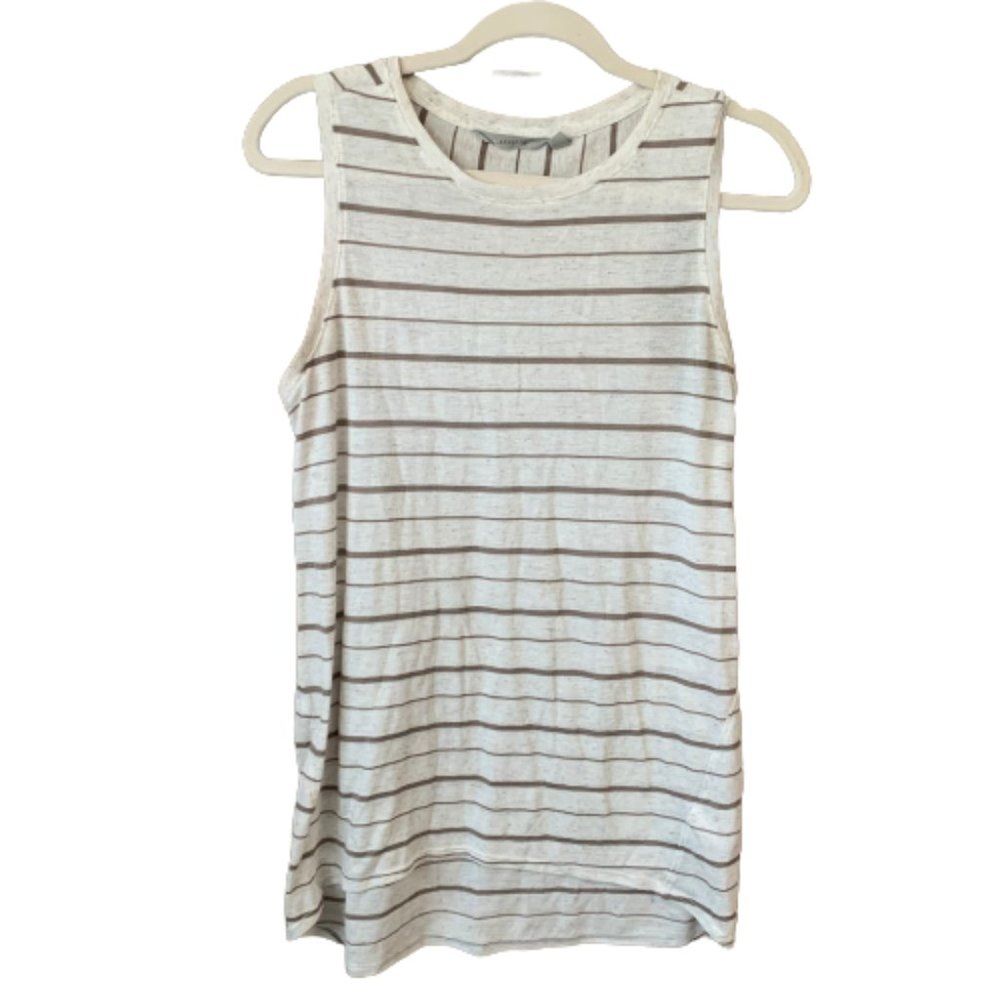 Athleta Small Gray Brown Women's Striped Athletic Sleeveless Tank Top EUC